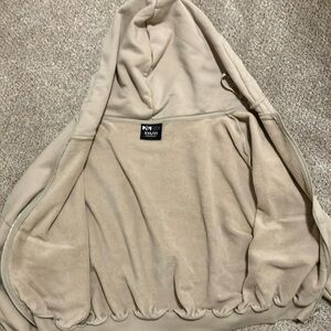 Popflex zip cloud hoodie in seashell- it’s a neutral beige. Very cozy, oversized